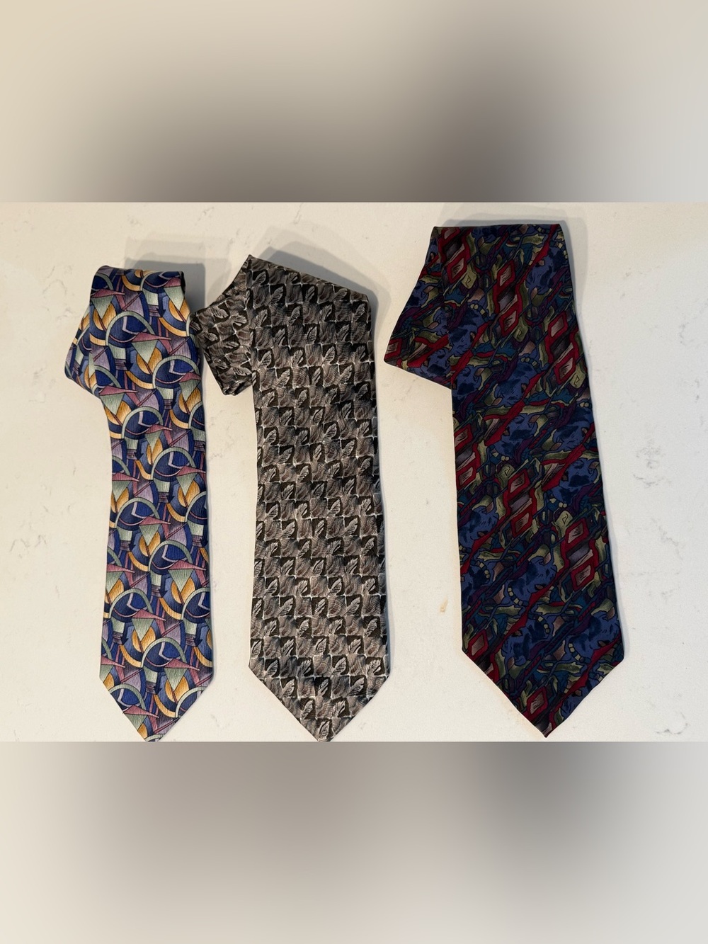 Three J. Garcia ties, colorful ties
